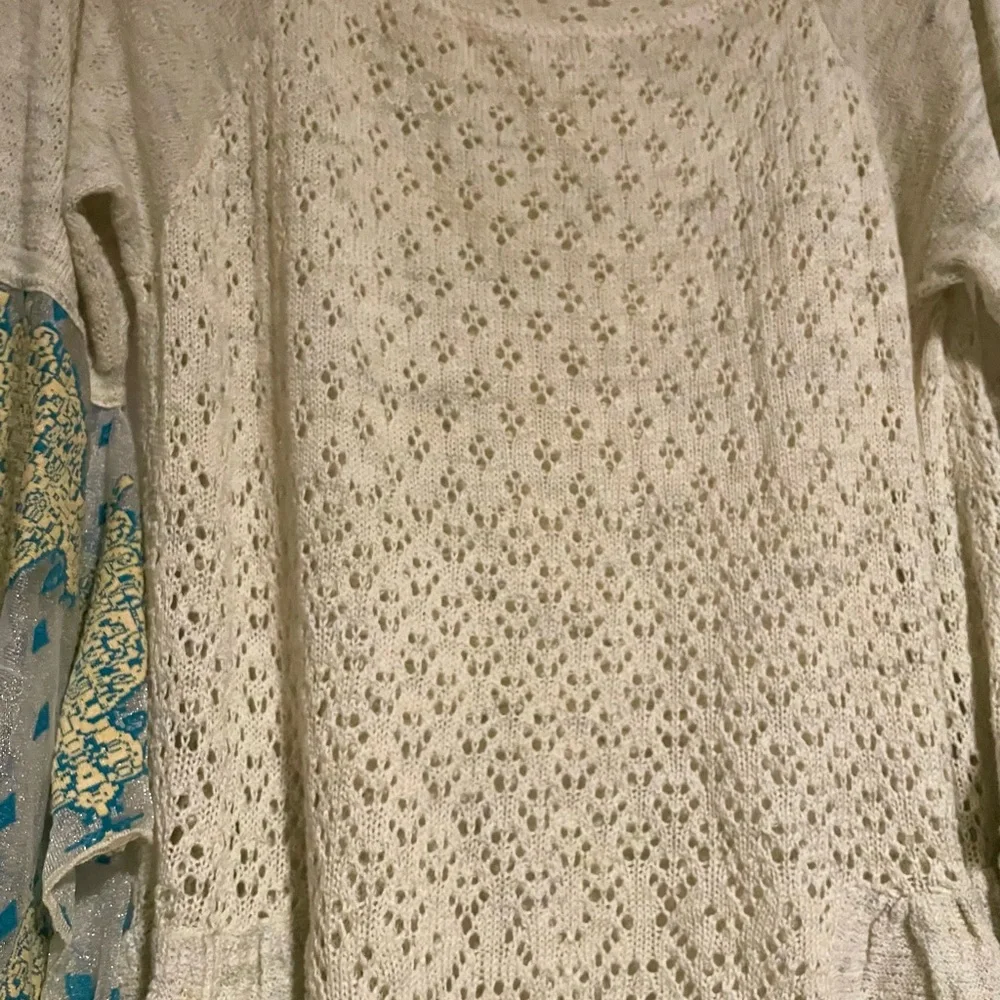 Free People Pointelle Breeze Sweater Top— Size Large; EUC - Picture 4 of 16